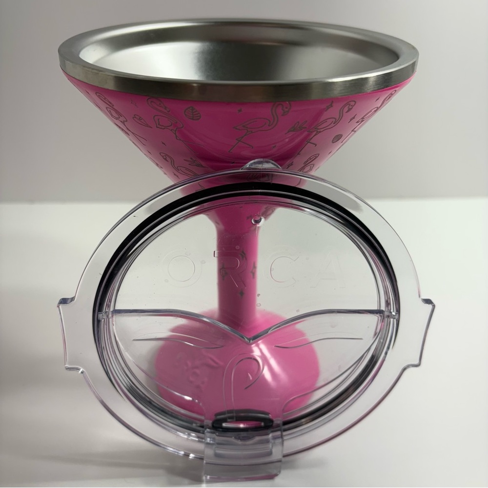 Orca Pink Flamingo Martini Glass Insulated with Lid - Picture 5 of 8